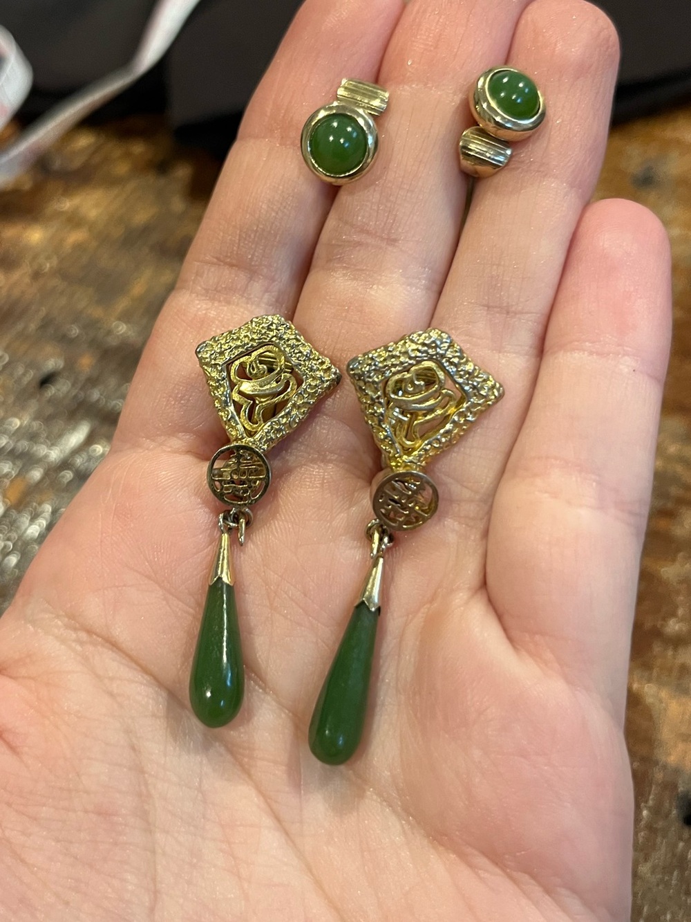 Gold-Tone Jade Drop Dangle Earrings - Elegant Women's Jewelry